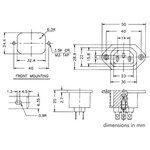 PSCF1, POWER SOCKET CHASSIS FEMALE 6A/250V