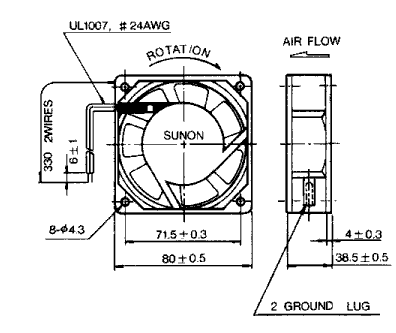���������� ����������� ���� ������ 80x80x38��: sunon �����